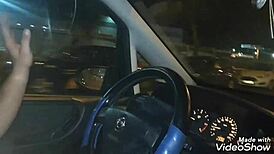 Public handjob caught on a busy street, wow!