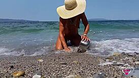 Wow, check nippleringlover, hot mom with extreme stretched nipple piercings at nude beach! 😍