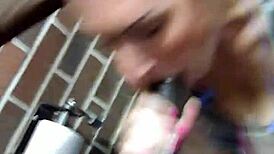 white girl eagerly sucking on that big black cock