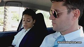 Ebony teen sucks instructor's big cock