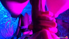 sexy maid gives a close-up pov blowjob with cum swallow.