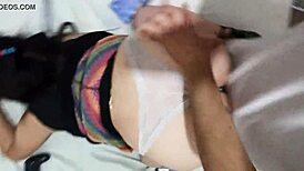 Latina teen bent over in homemade doggystyle with monster cock pounding her ass.