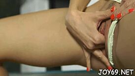 girl engages in solo rubbing activity with wet sensation