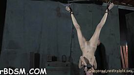 Coarse and wild toy plowing with slave brunette masturbation