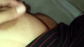 She fell asleep watching Netflix, and I filmed her saggy natural tits secretly.