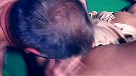 Vicky gets creampied in public bar fuck