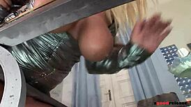 Short busty blonde Lucy Love takes deep anal pounding in tight asshole