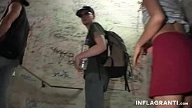 Hey, watch these amateur bitches banging outdoors in heels!