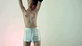 see this kinky babe play with her soaked shaved pussy