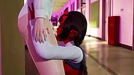 Meruccubus Gets Sucked Off After Studying! 3D Hentai Uncensored