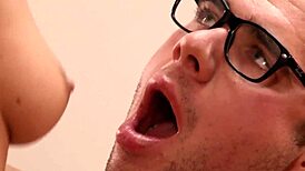 Pretty Rachel Evans sucking her boss's big cock 😏