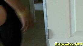 Round ass ebony beauty in nylons takes doggystyle cumshot