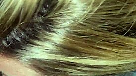 Blonde dives into deepthroat action