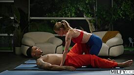 Fit Yoga Milf Barbie Rides College Stud's Hard Cock