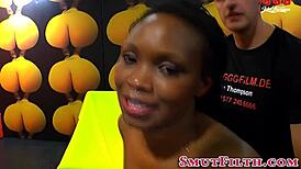 Euro ebony gets intensely bukkaked with massive cumshots