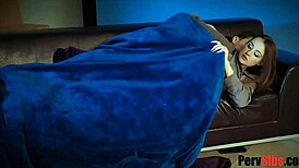 Got some food and then some hot redhead head!