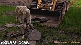 Blonde slave indulges in hardcore masturbation