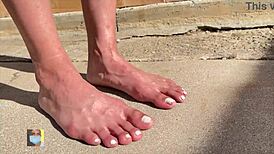 Outdoor Toe Wiggle By Sexy Pornstar!