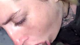 Blonde dives into deepthroat action