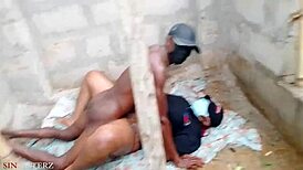 Indian porn model gets wet pussy fucked doggystyle by black cock outdoors.