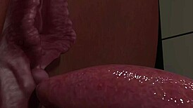 Anime milf struggles with huge cock in mouth in waterworld