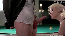 Clothed Female Naked Male Blowjob Fantasy Comes True with Brunette and Blonde