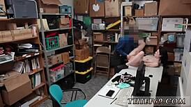 Caught red-handed in police uniform, the petite emo teen gets hardcore transferred by the old store associate.