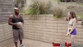 Skinny teen 18+ riding black mamba hard