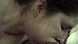 Busty Brunette's Cheeky Blowjob Ends With Cum In Mouth.