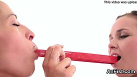 Hot lesbian lookers explore tight areas with hands and tongues.