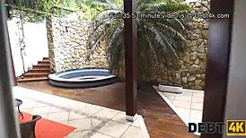 Latina Debt Collector Fucks Outdoors For Cash