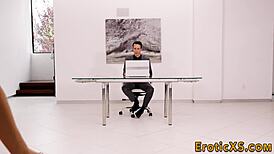 gorgeous babe seduces boss with ride for cum on ass