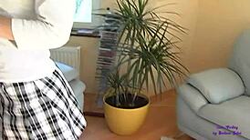 Teen visits boss's house for outdoor anal session