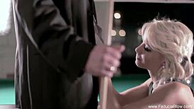 Clothed Female Naked Male Blowjob Fantasy Comes True with Brunette and Blonde