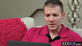 sexy petite brunette teen gives passionate massage to cheating husband