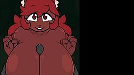 i'm stroking these huge furry tits while cumming all over them