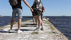 Naked Reality Show on Public Dock