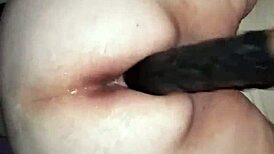 Big-Ass BBW Amateur Riding Huge Black Dildo with Intense Passion