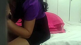 mini skirt babe starts sucking eagerly and gets completely soaked by the end. her wet brunette charm shines through.