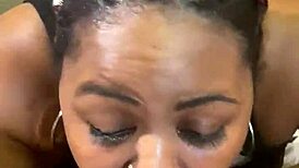 ebony bbw sucking big black cock between huge tits homemade