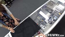 This pretty babe with glasses is fucking like crazy with her broker at work