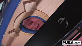 Nude Babe's Happy Ending Blowjob with Mick Blue