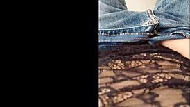 Intriguing morning solo session in jeans with soft moans