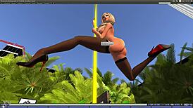 Check out this beautiful blond girl dancing on the pole in Second Life! 😍