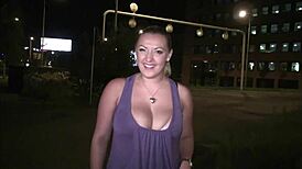 Krystal Swift's huge tits shine in public gangbang orgy!