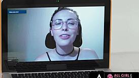 All girl massage - sexy customer enjoys a steamy session with masseuse while gf watches remotely