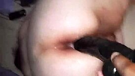 Big-Ass BBW Amateur Riding Huge Black Dildo with Intense Passion