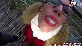 deutsches amateur sextreffen with skinny milf in public forest pov