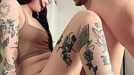 horny latina girlfriend can't wait to fuck in the kitchen, tits bouncing with orgasm