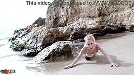 milf blonde yelena vera tempts with seaside striptease